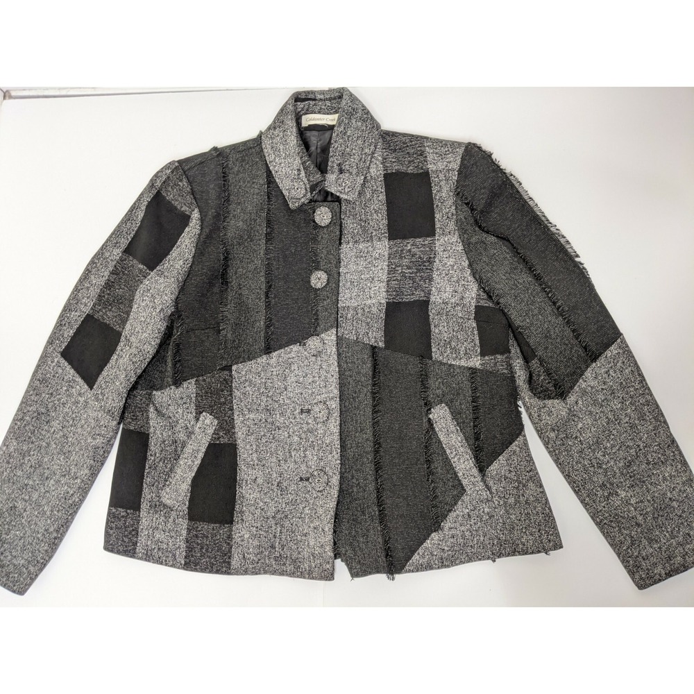 Coldwater Creek Womens M/L Black Grey Blazer Jacket Coat Button Up